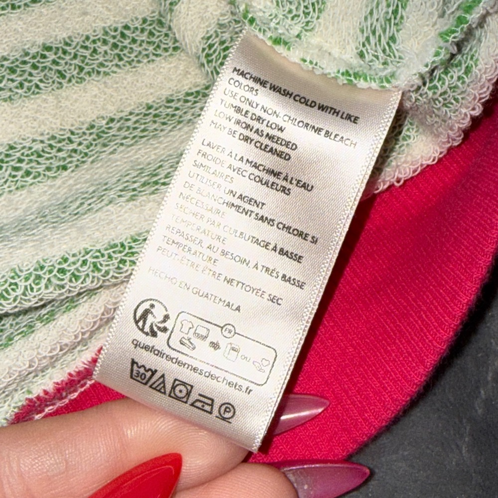 We The Free Sweatshirt Small Green White Pink Striped Oversized Crewneck - Picture 10 of 12